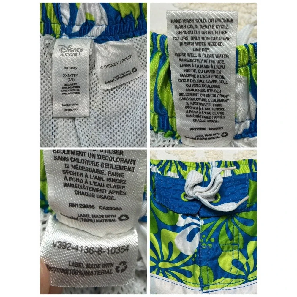 Disney Toy Story Buzz Woody Swim Trunks Blue Green‎ XXS 2/3 Boys Board Shorts